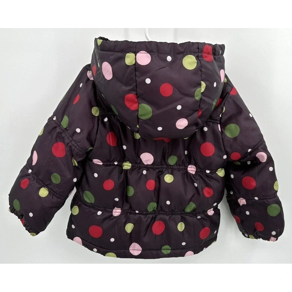 GYMBOREE PURPLE POLKA DOT FLEECE LINED PUFFER COAT‎ Toddler Girl Size 2T - 3T
